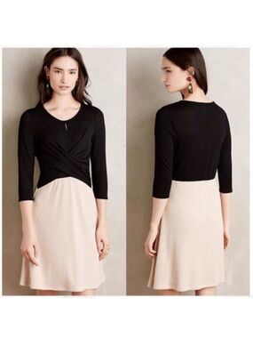 Amadi Black and Cream Colorblock Knit Skirt Dress